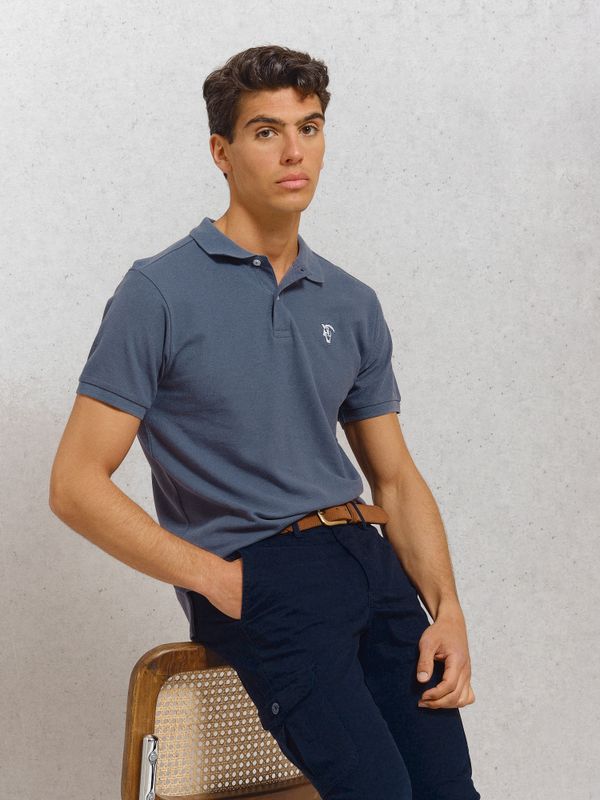 Polo Básico com Detalhe Patch | Cobalto