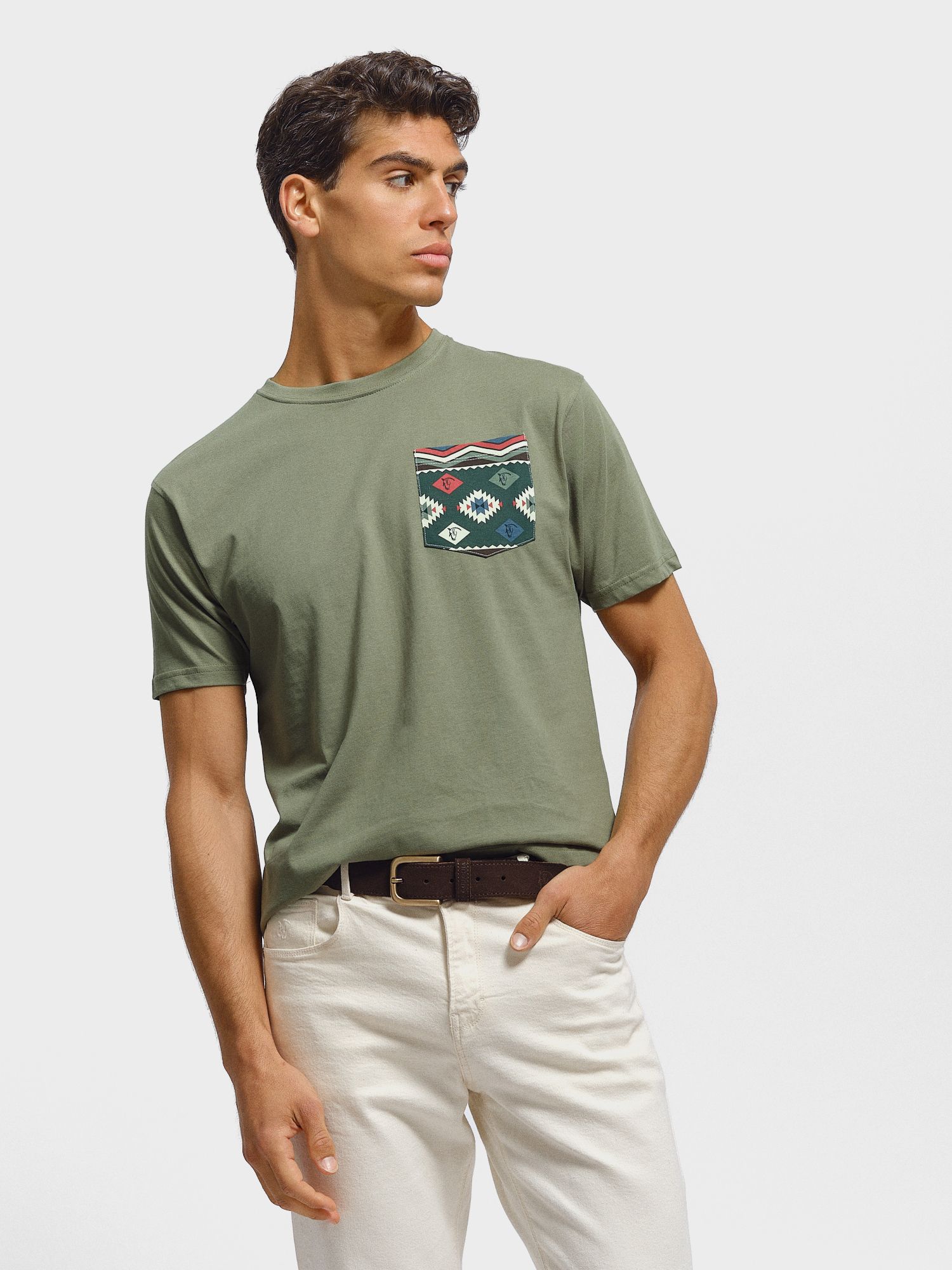 Ethnic Pocket T-shirt | Salvia