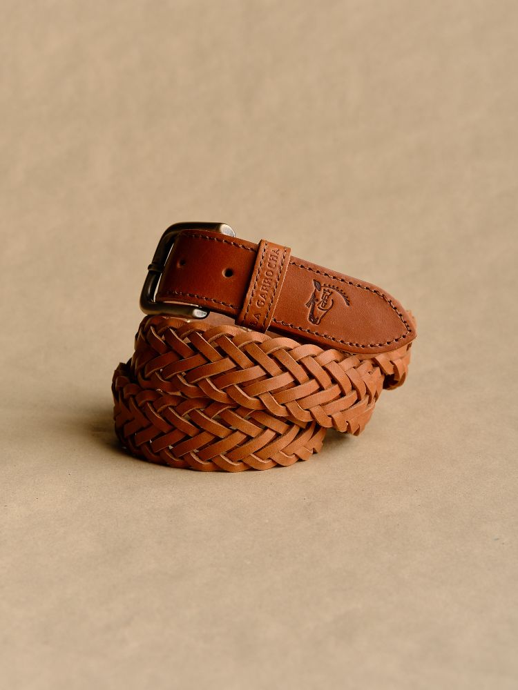 🧑 Ceinture En Cuir Tressé GAP - Marron Et Noir - Taille 20 Enfant/jeunesse - Occasion