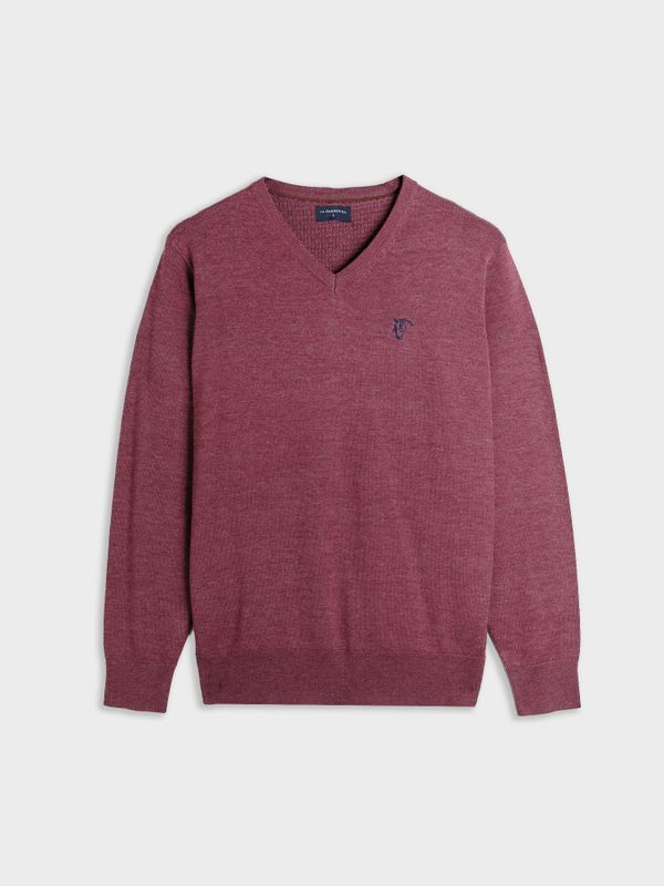 Suéter Gola V com Cotoveleiras Melange | Burgundy