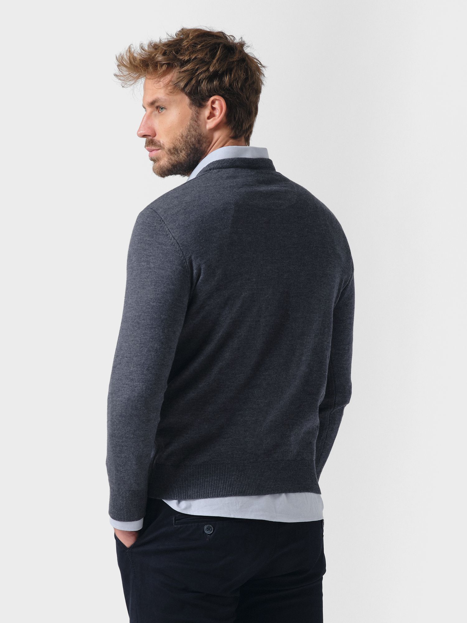 Pull Col V Melange | Marino