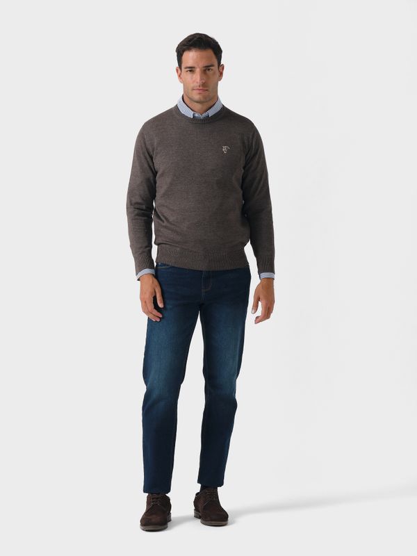 Suéter Gola Redonda Melange | Carbón