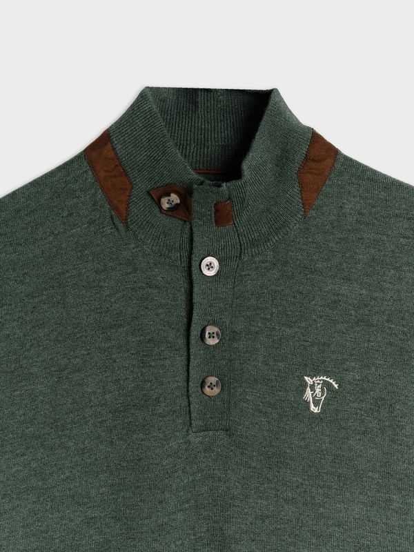 Suéter com Botões Melange | Abeto