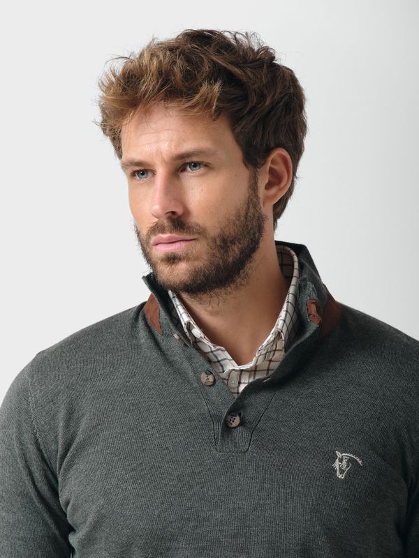 Suéter com Botões Melange | Abeto