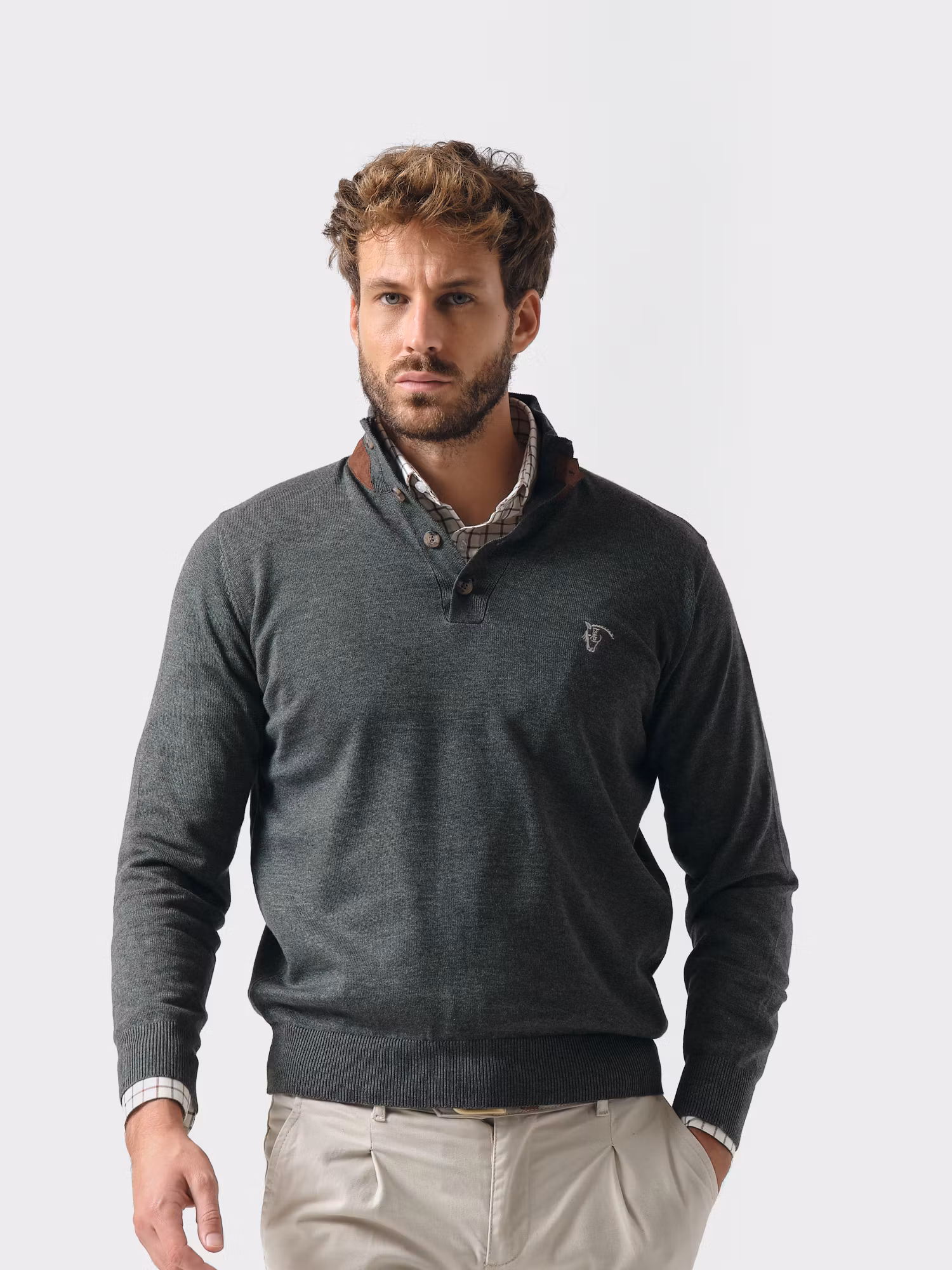 Suéter com Botões Melange | Abeto