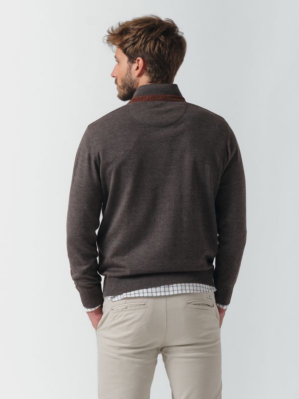 Buttoned Melange Sweater | Charcoal