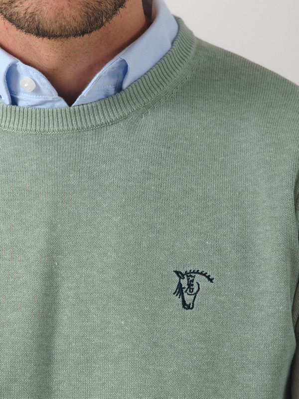 Suéter Gola Redonda Melange | Basil