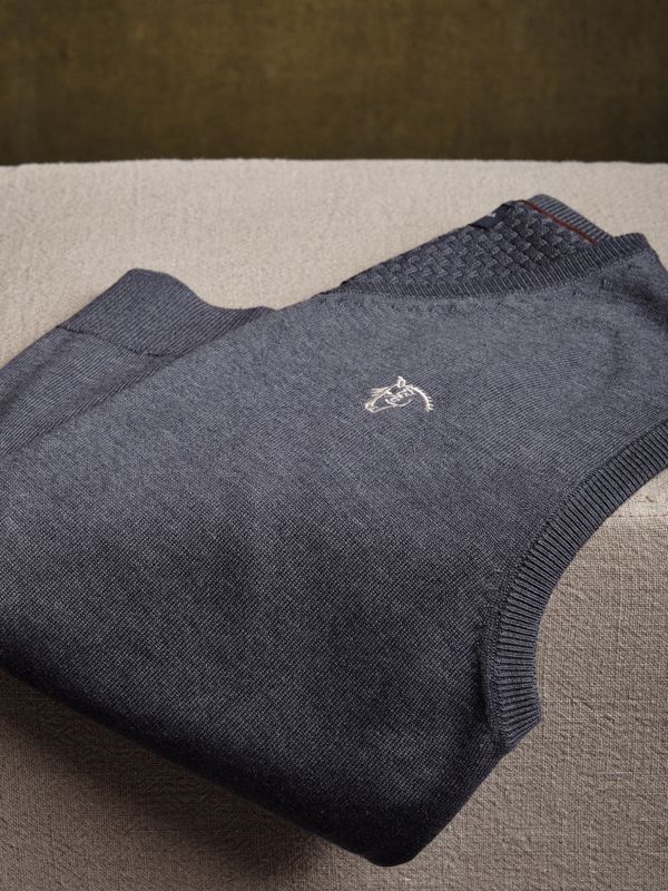 Colete de Malha Melange | Marino