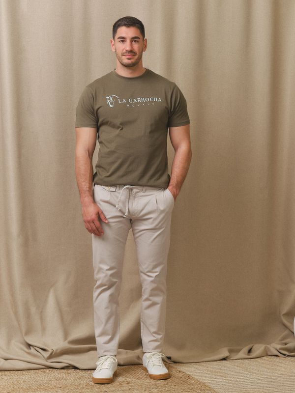 Classic Flock Print T-shirt | Olive Green