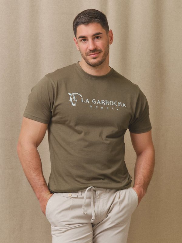 Classic Flock Print T-shirt | Olive Green