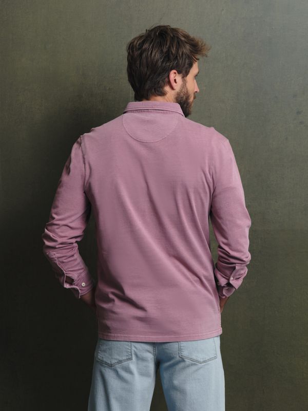 Polo Basique à Manches Longues Lavé | Lavanda