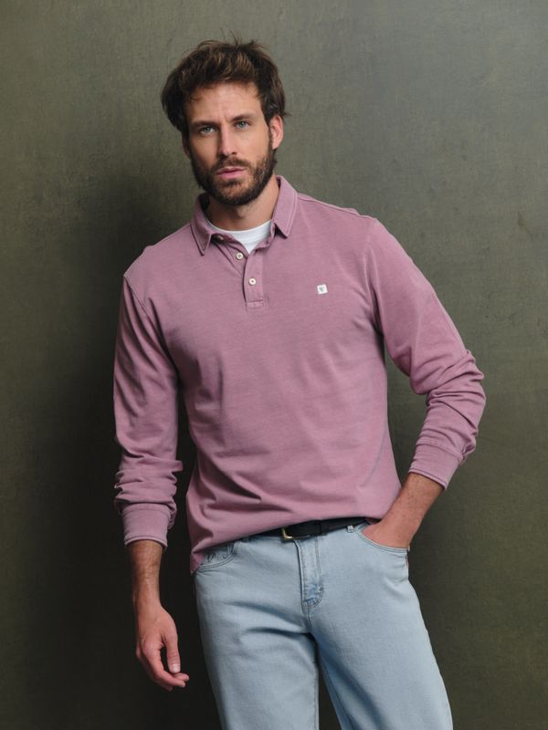 Polo Basique à Manches Longues Lavé | Lavanda