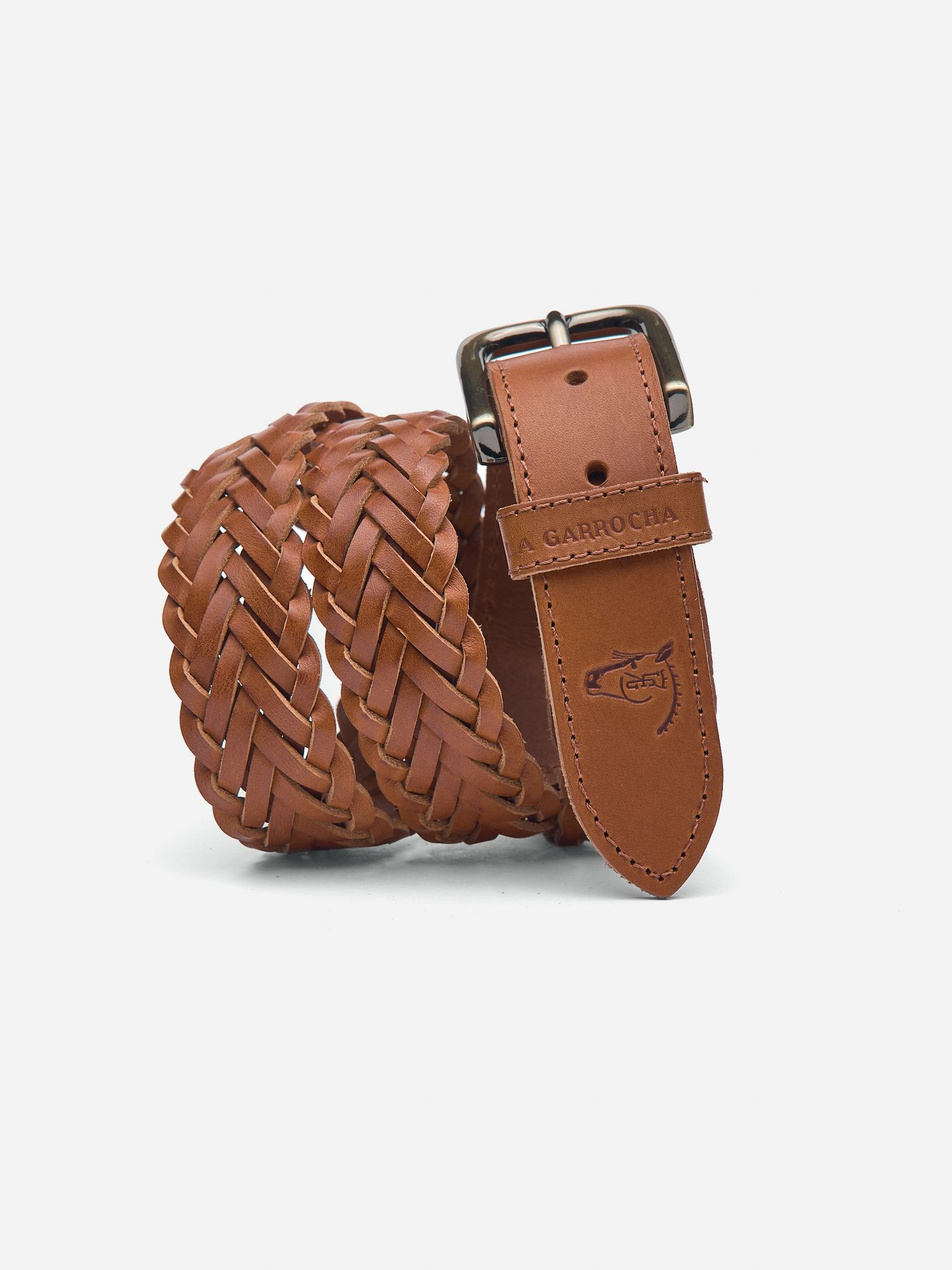 Ceinture en cuir tressé | Camel