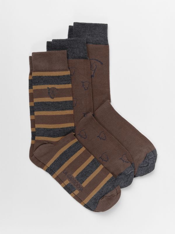 Pack com 3 Meias Listradas | Tostado