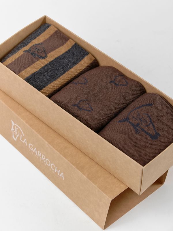 Pack de 3 Chaussettes Rayées | Tostado