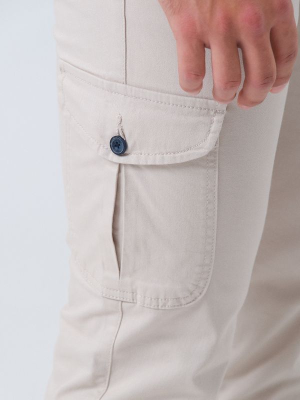 Calças cargo algodão | Beige