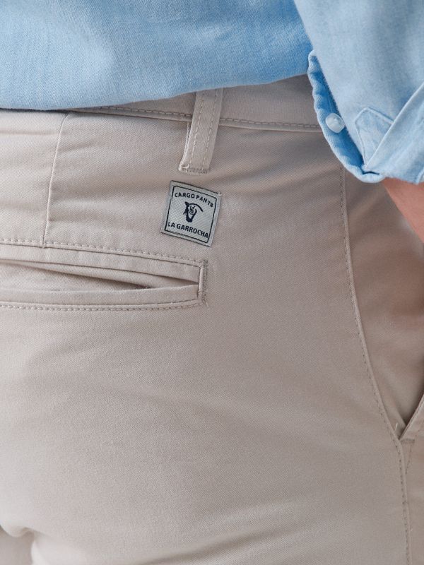 Calças cargo algodão | Beige