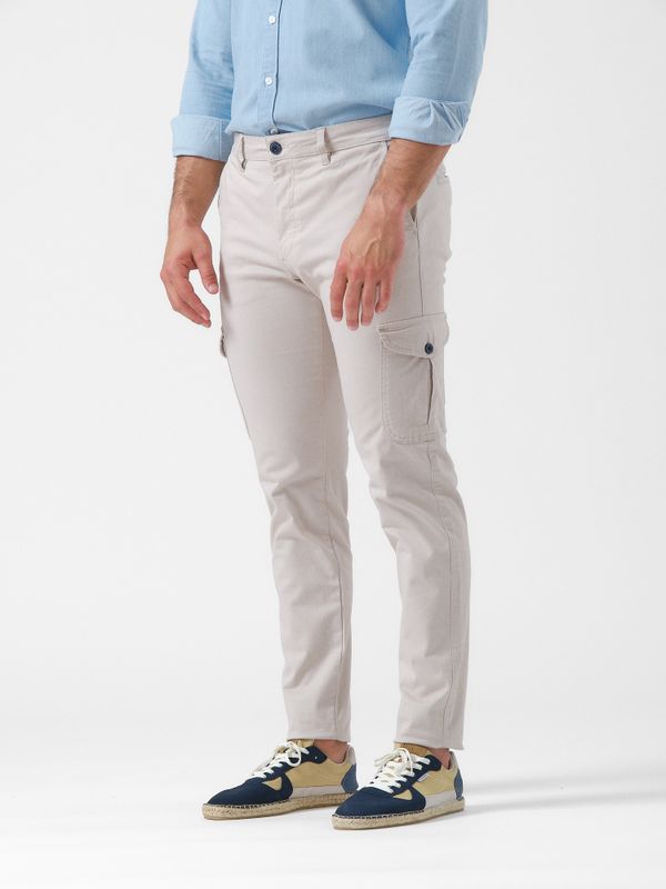 Calças cargo algodão | Beige