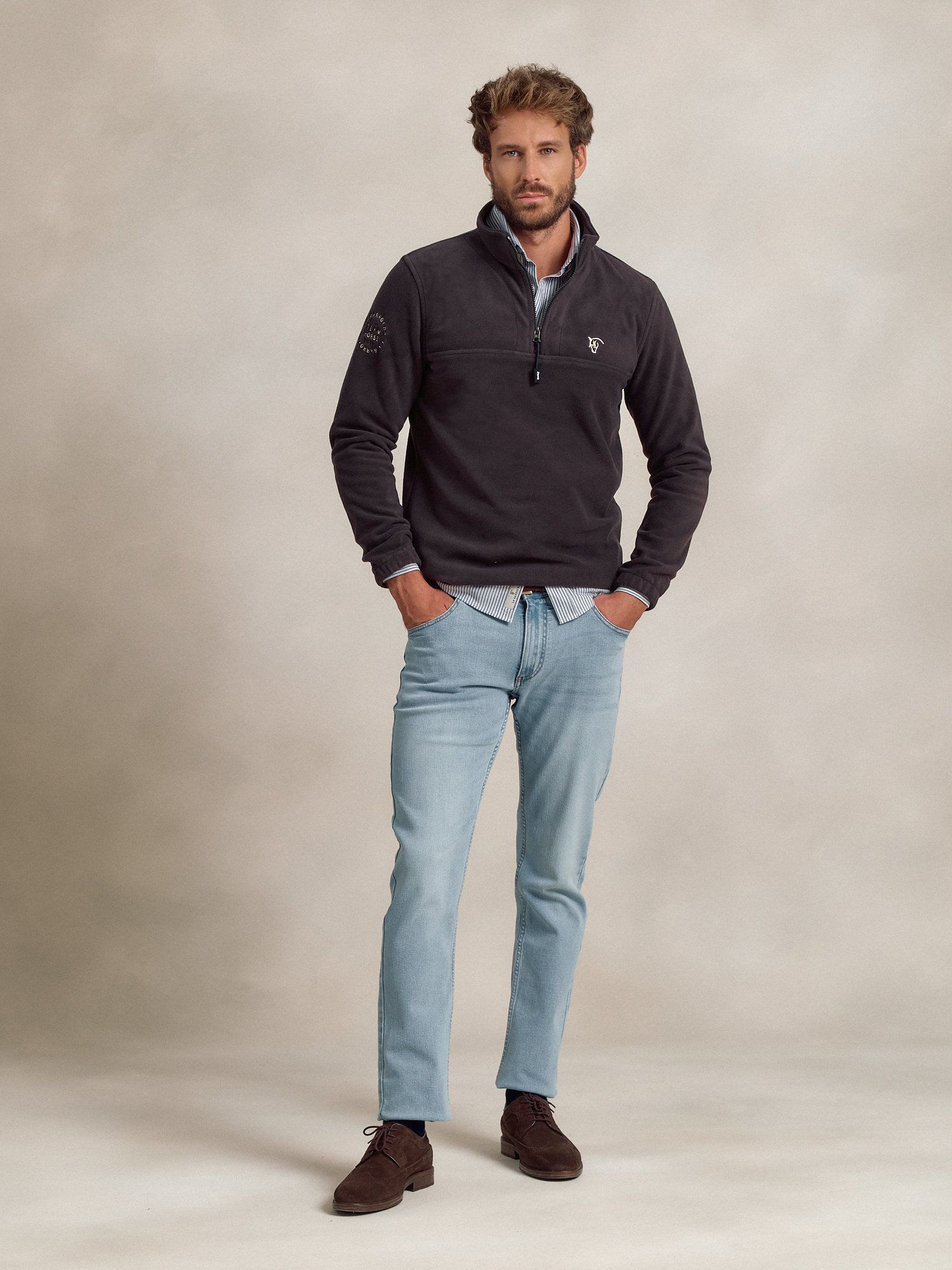 Demi Zip Fleece | Carbón