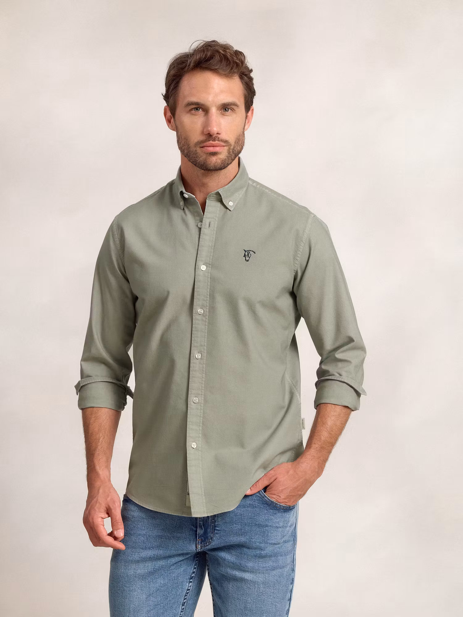 Chemise Garment Dyed | Vert Basilic