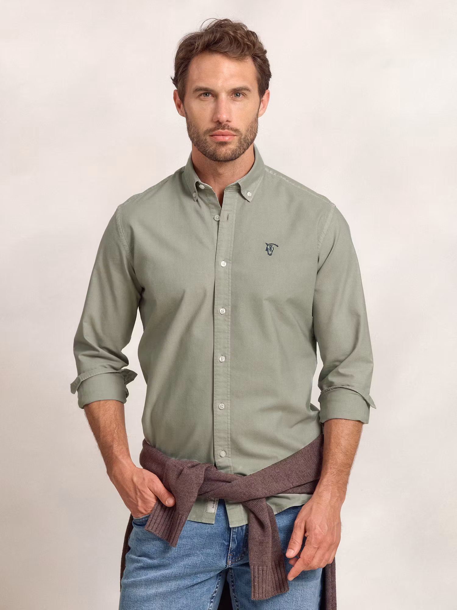 Chemise Garment Dyed | Vert Basilic