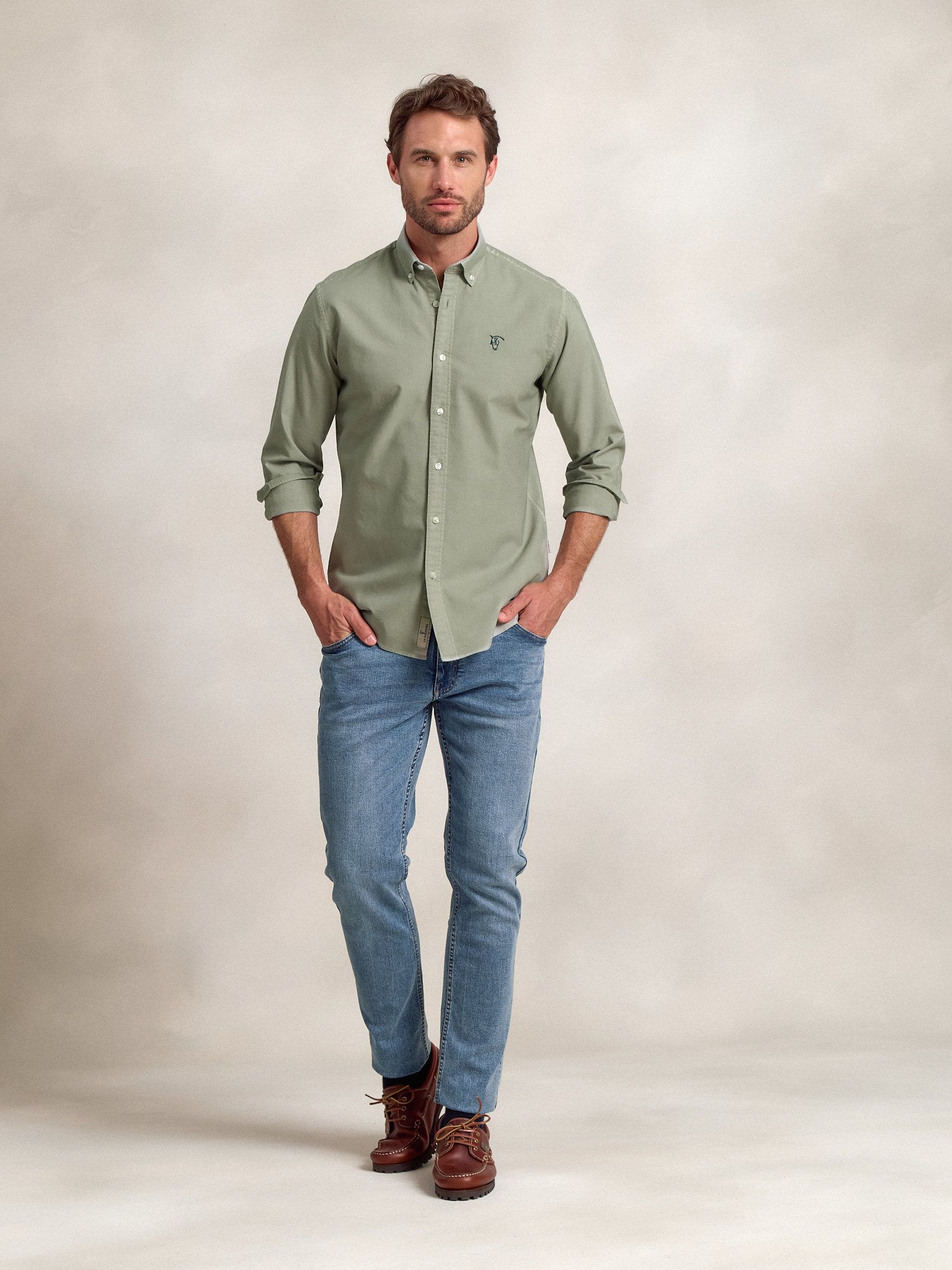 Camisa Garment Dyed | Verde Basil
