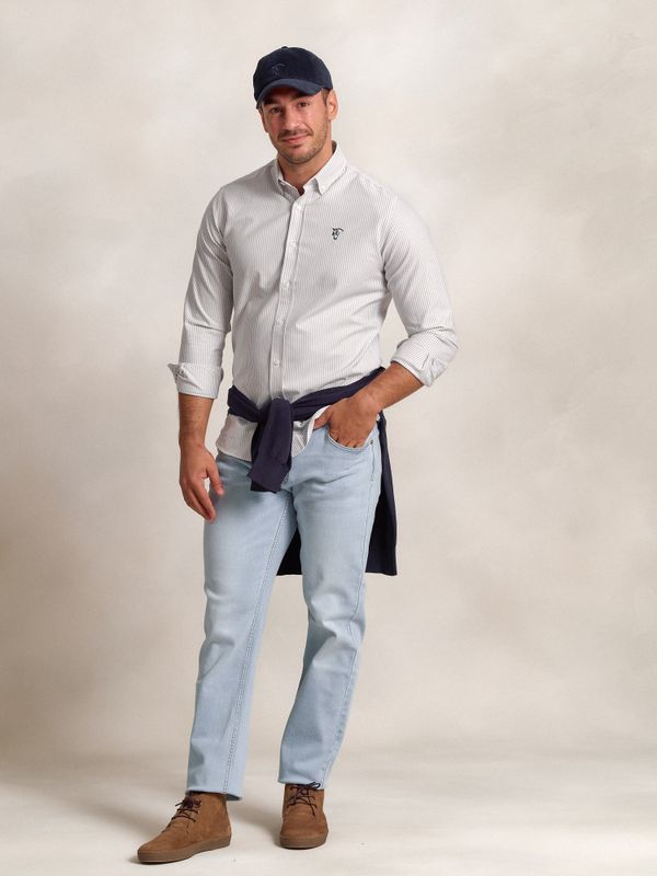 Chemise Oxford à Rayures | Gris
