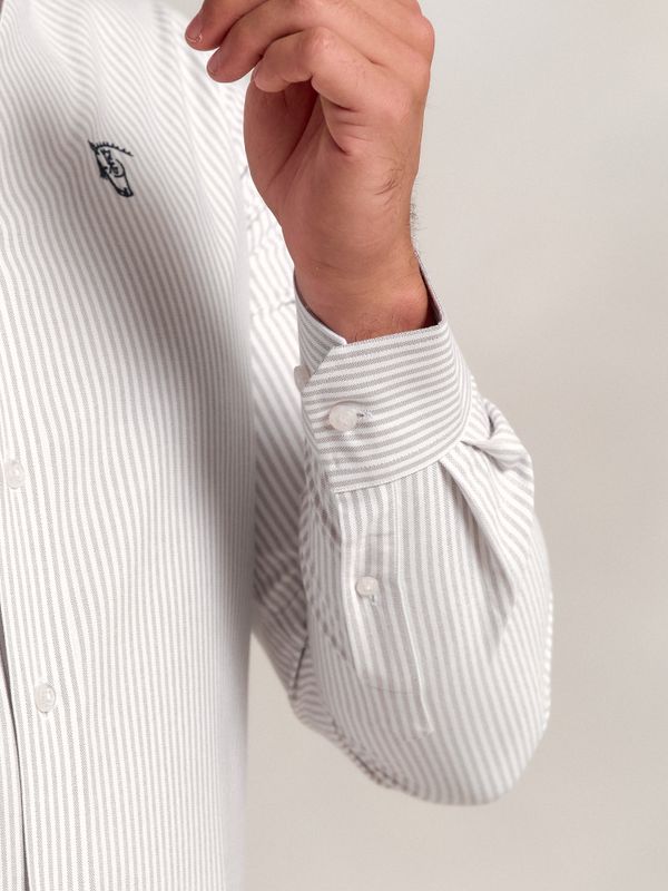 Chemise Oxford à Rayures | Gris
