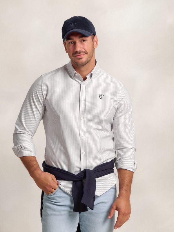 Chemise Oxford à Rayures | Gris