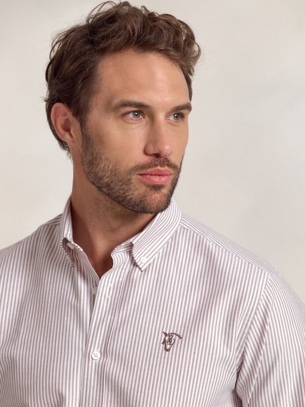 Chemise Oxford à Rayures | Taupe