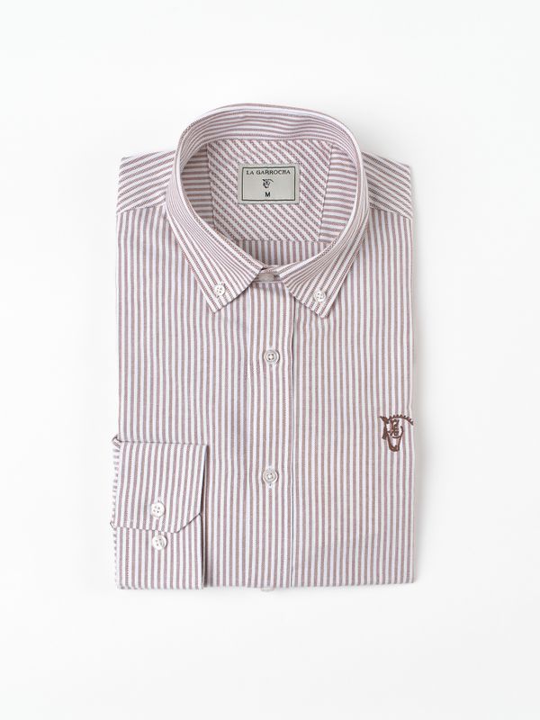 Chemise Oxford à Rayures | Taupe