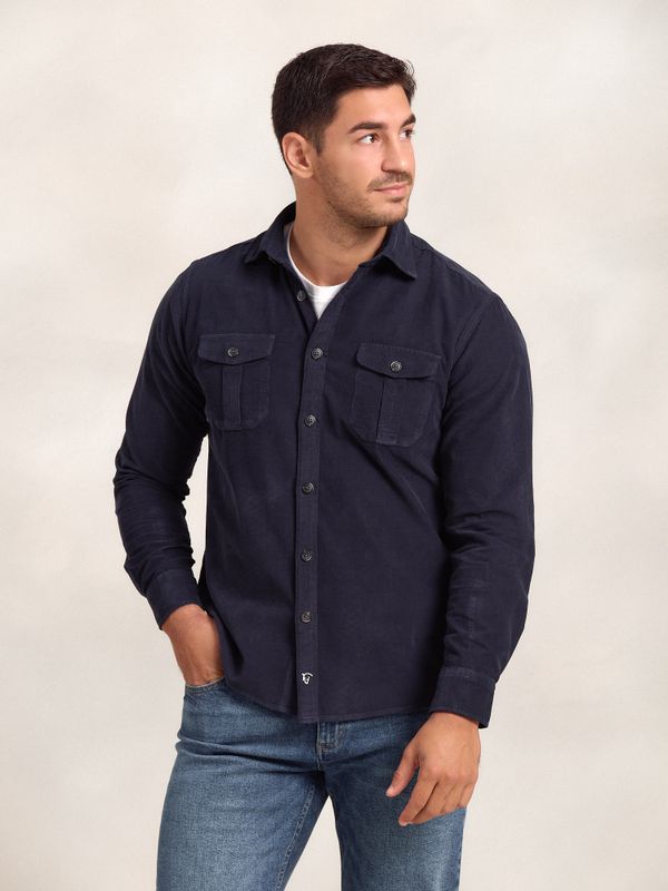 Camisa de Veludo Cotelê com Bolsos | Marino