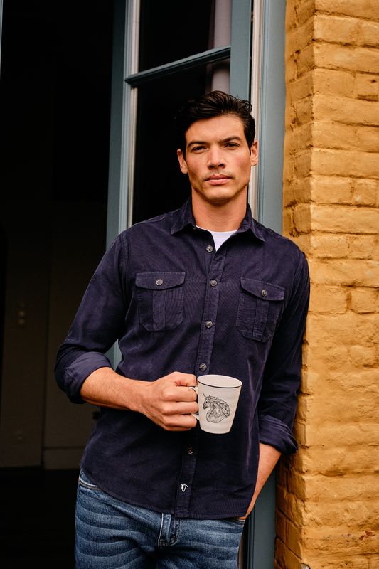 Camisa de Veludo Cotelê com Bolsos | Marino