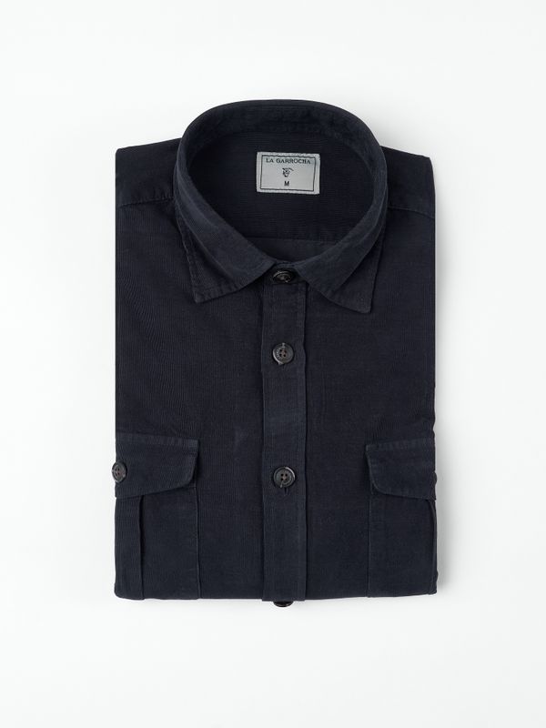 Camisa de Veludo Cotelê com Bolsos | Marino