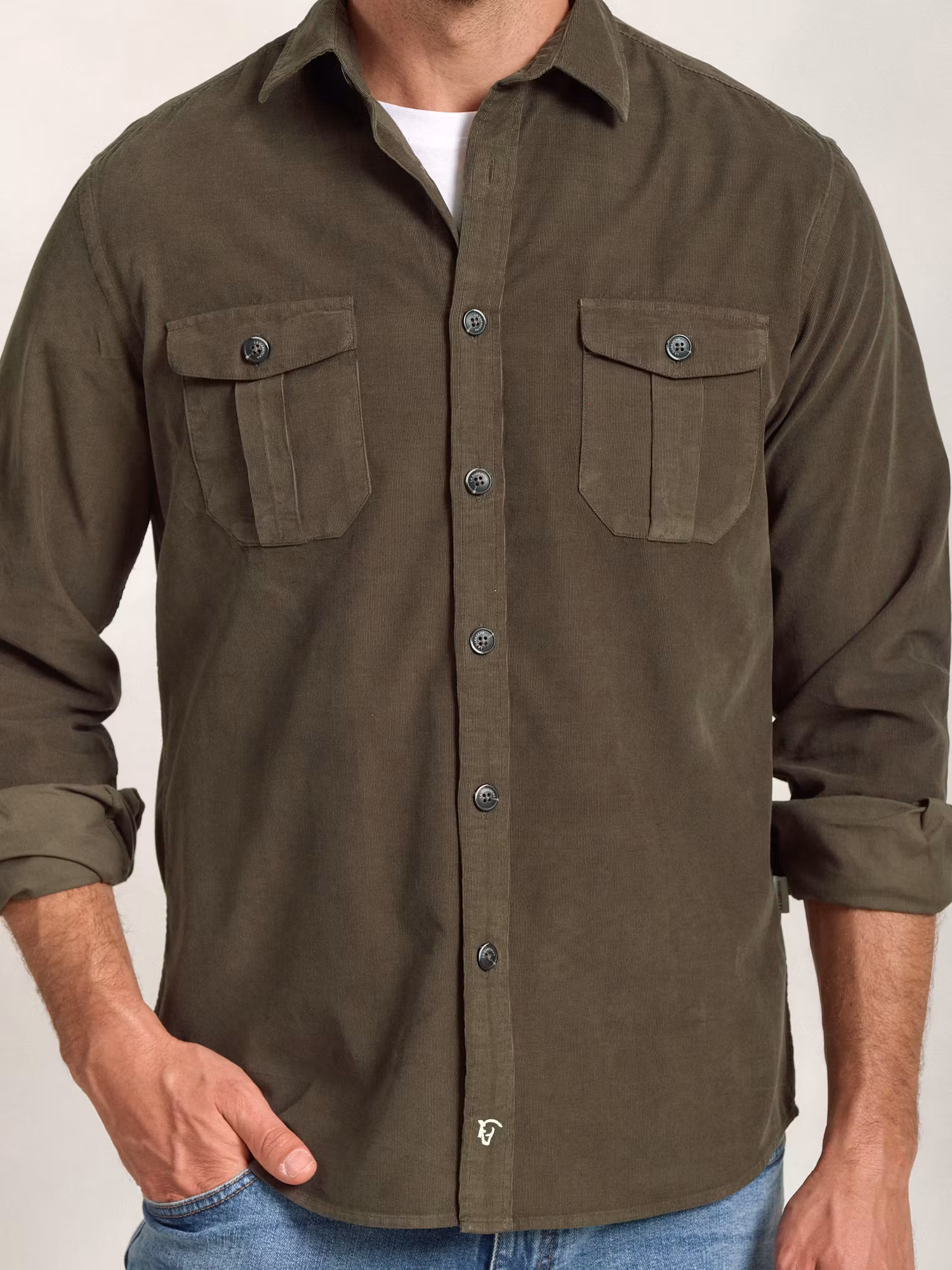 Corduroy Shirt with Pockets | Caza