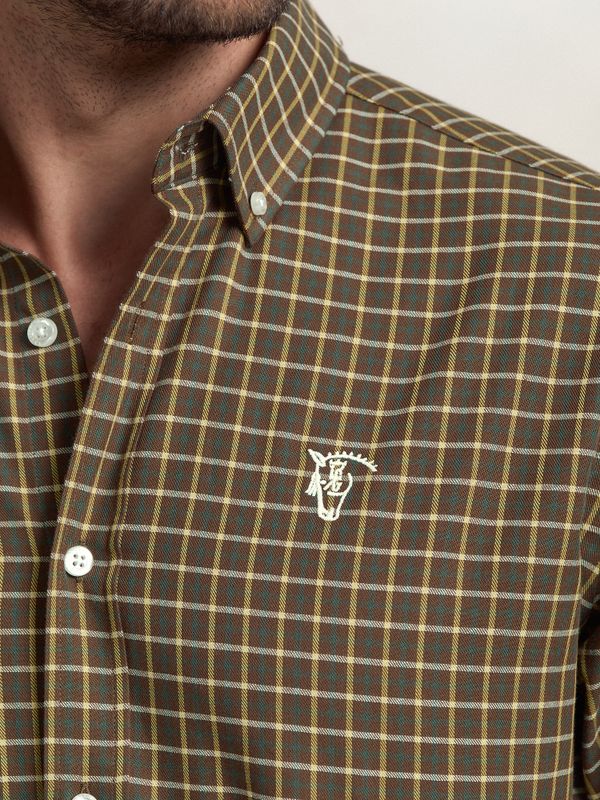 Camisa Xadrez de Viyela Marrom