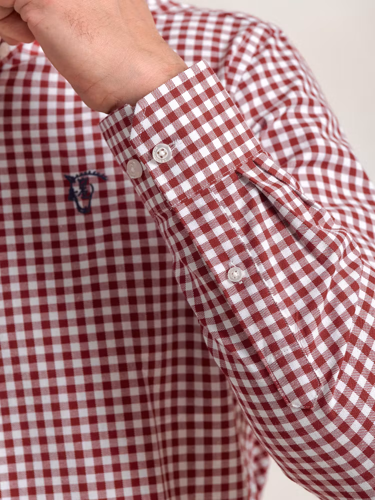 Chemise droite à carreaux, col américain La Redoute Collections Chemise droite à carreaux, col américain La Redoute Collections