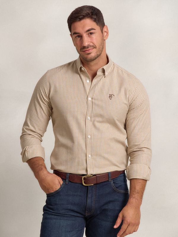 Camisa Cuadro Vichy Mini  | Camel 