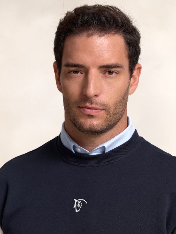 Sweatshirt Com Gola Redonda Multicolorido | Marino