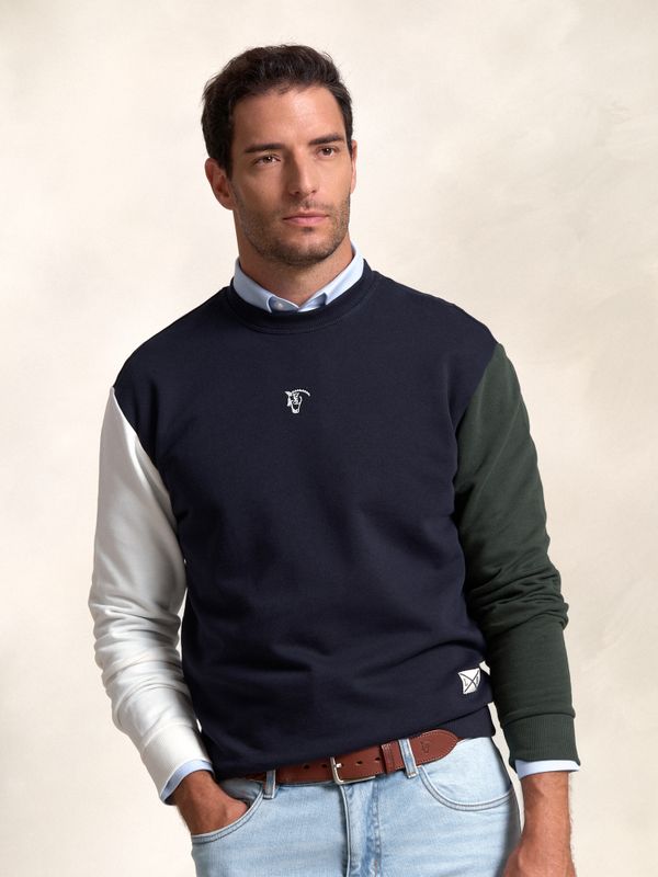 Sweatshirt Com Gola Redonda Multicolorido | Marino