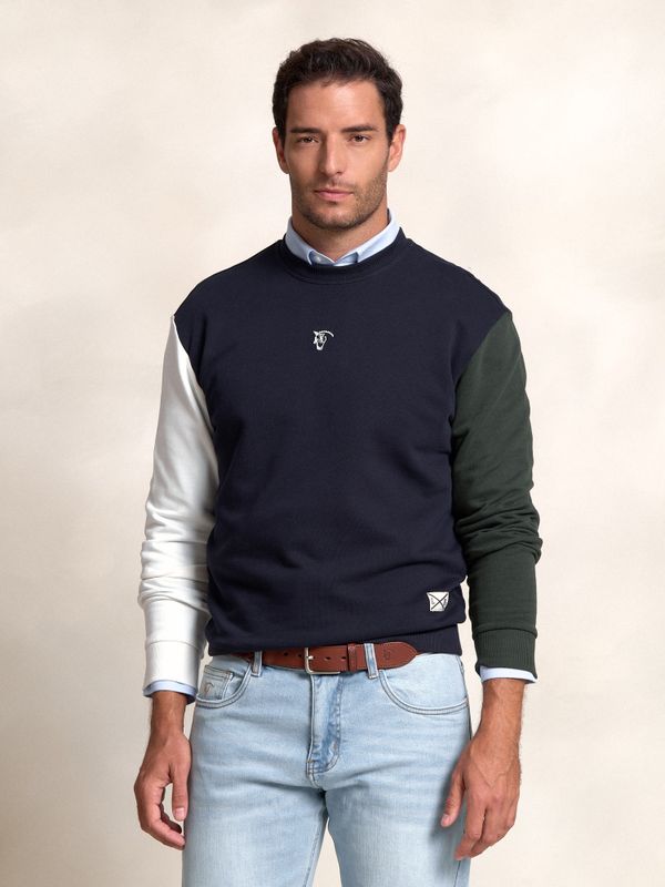 Sweatshirt à Col Boîte Multicolore | Marino