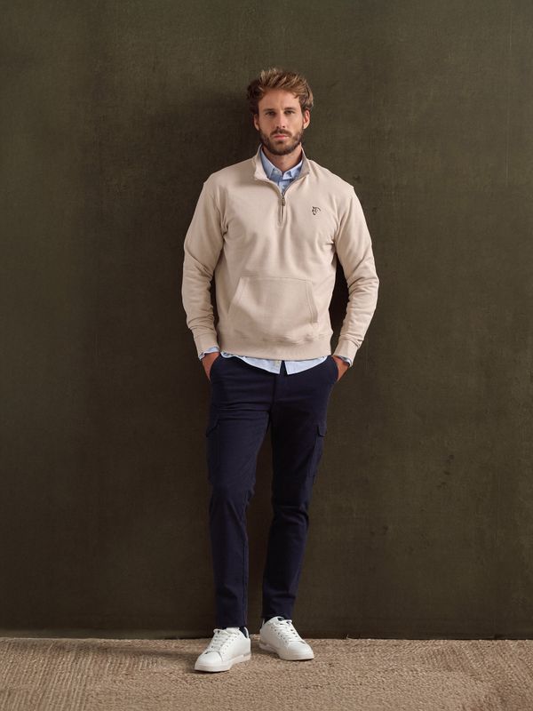 Sweatshirt de meio zíper básico | Nude