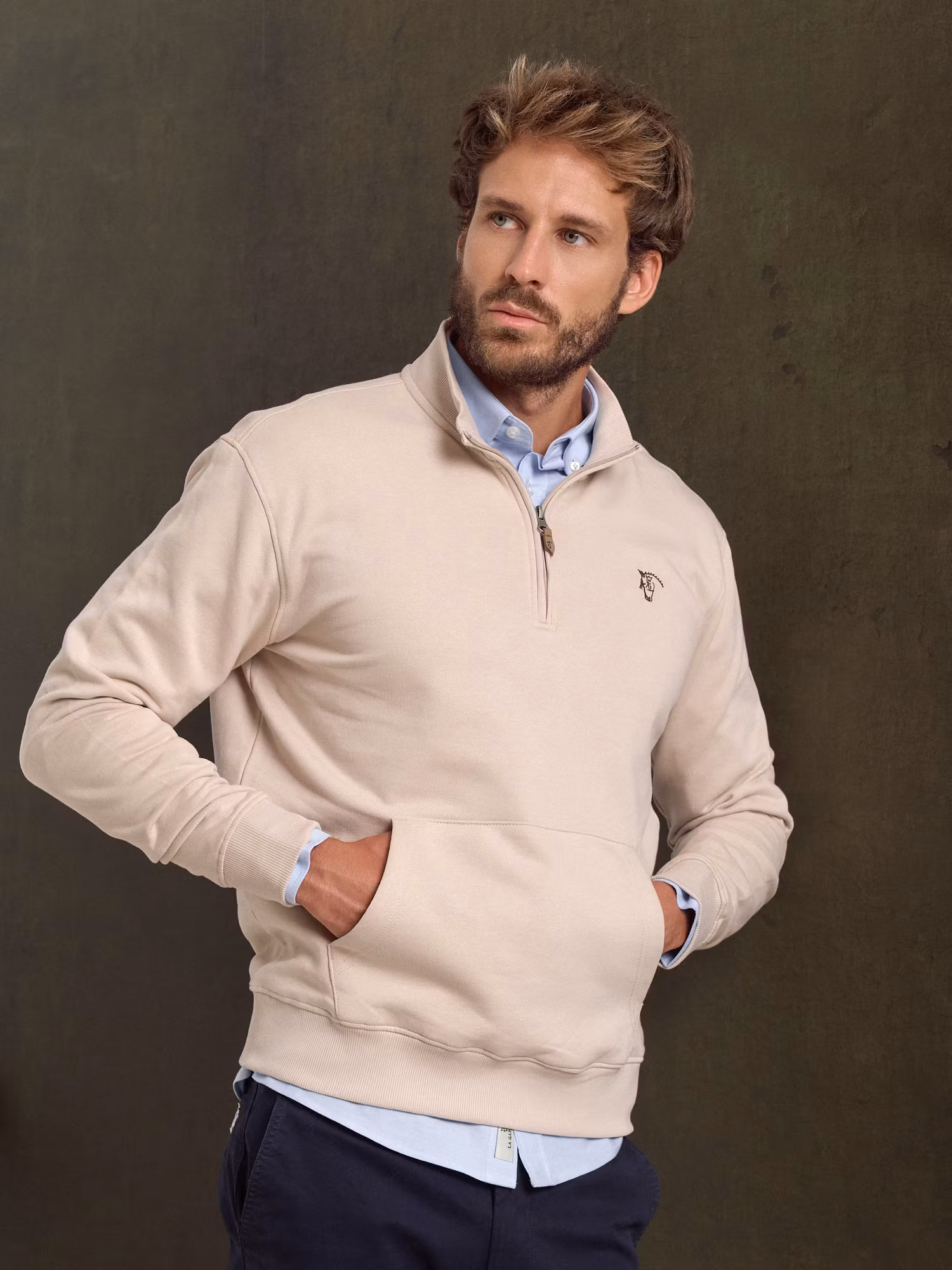 Basic Half-Zip Sweatshirt | Nude