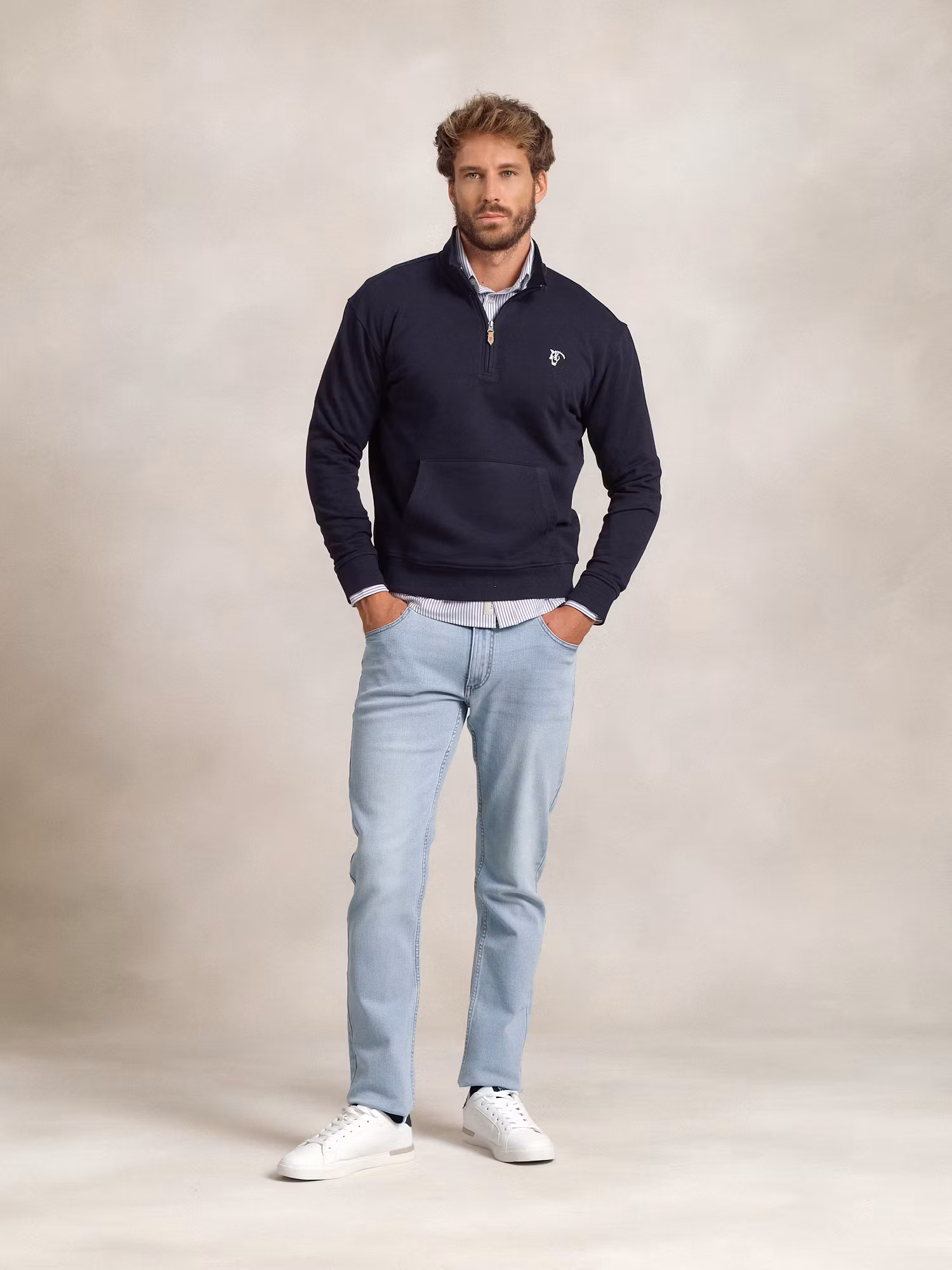 Basic Half-Zip Sweatshirt | Marino