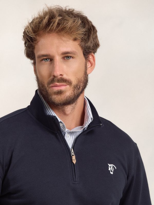 Sweatshirt de meio zíper básico | Marino