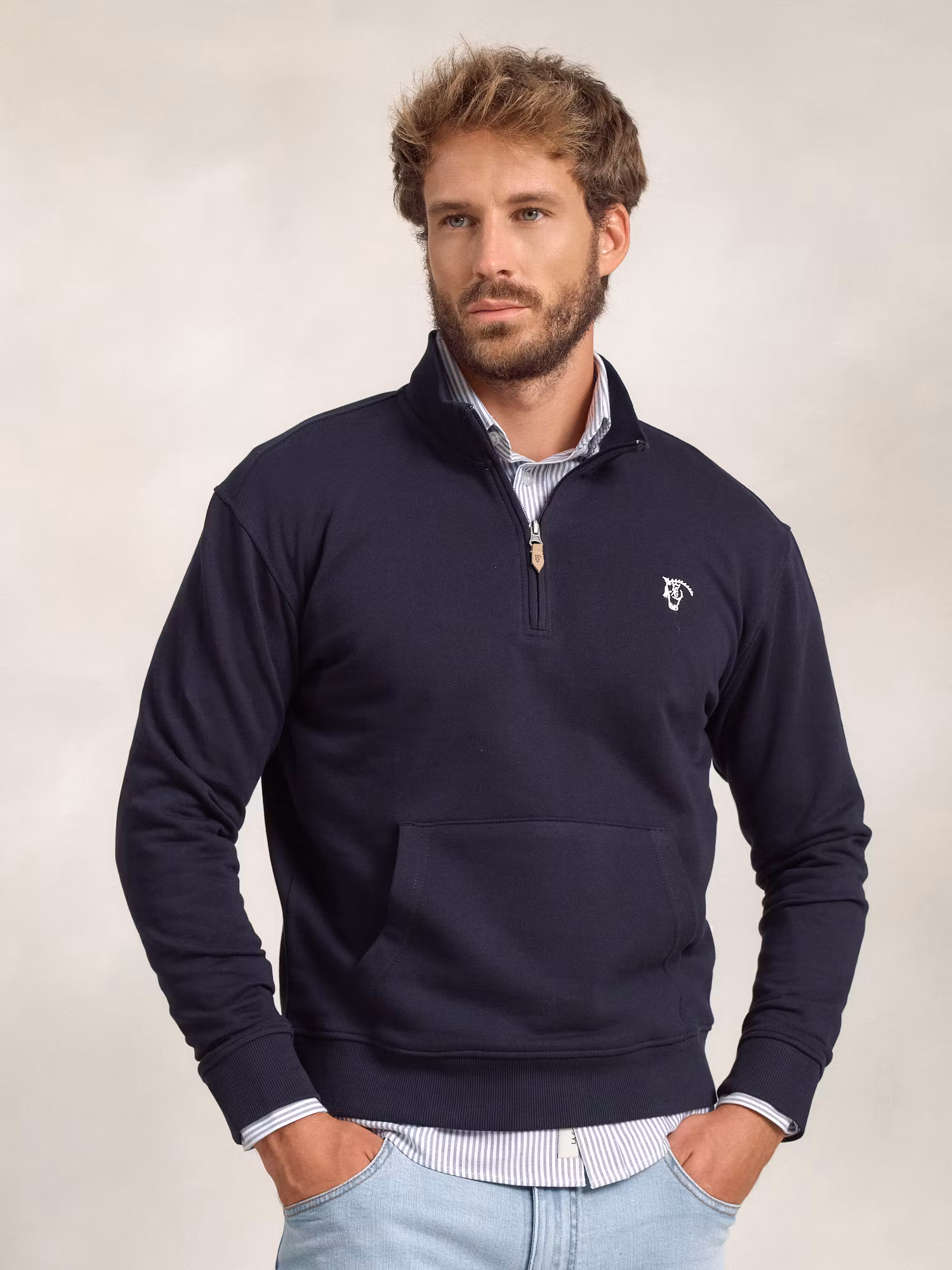 Basic Half-Zip Sweatshirt | Marino