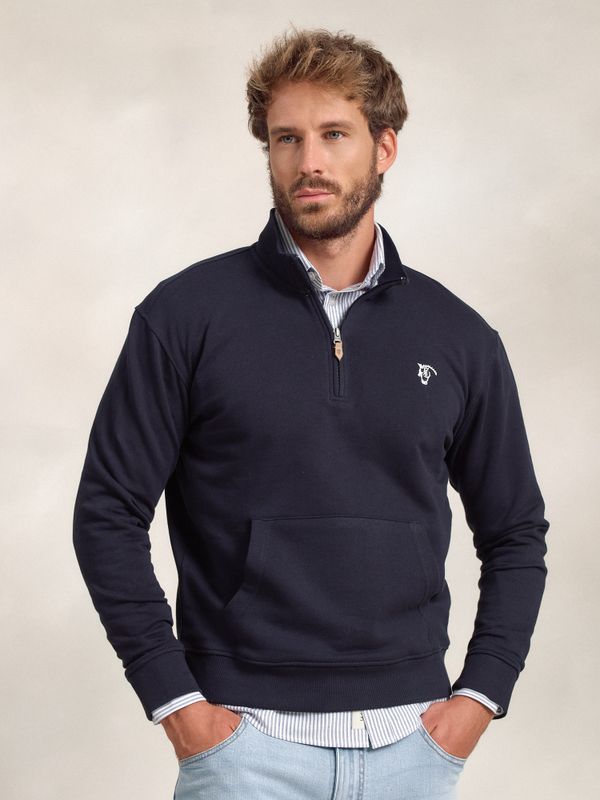 Sweatshirt de meio zíper básico | Marino