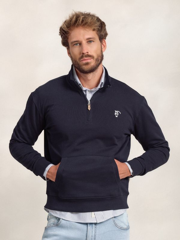 Sweatshirt de meio zíper básico | Marino