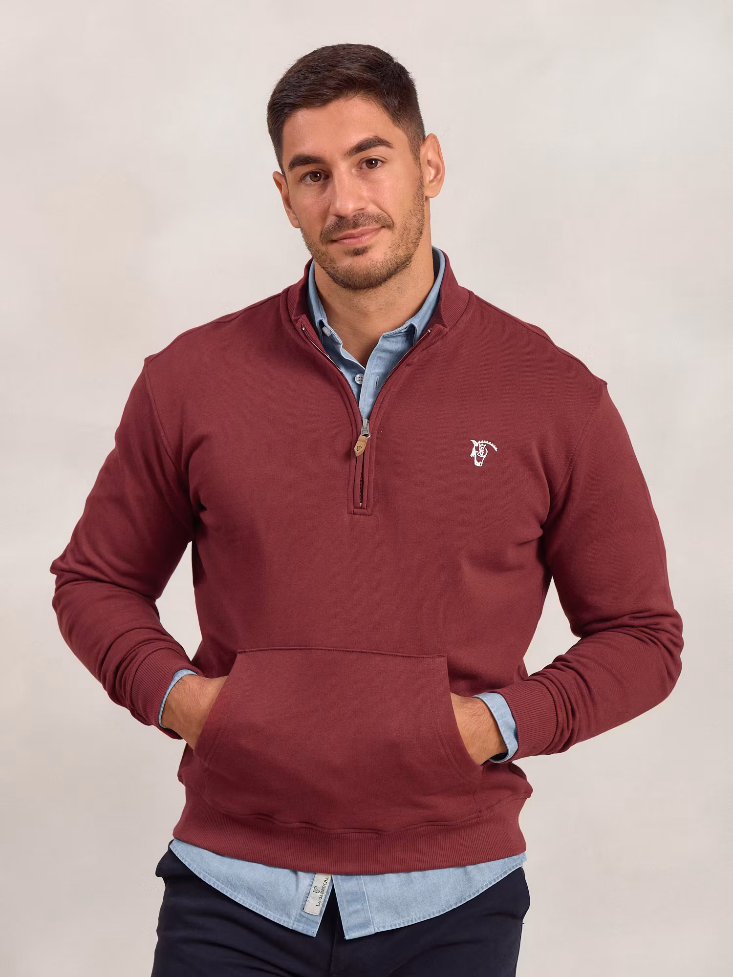 Basic Half-Zip Sweatshirt | Burgundy