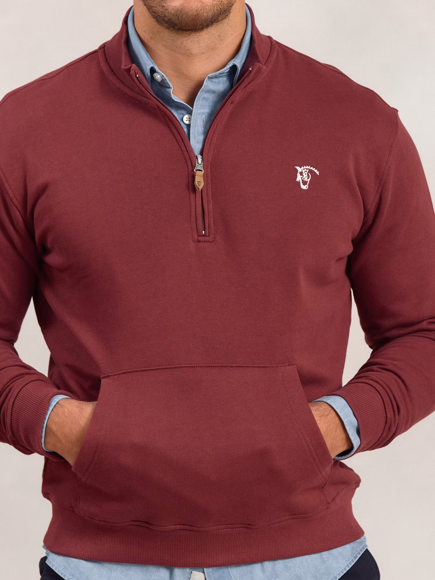 Basic Half-Zip Sweatshirt | Burgundy